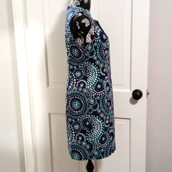 🎊HTF Vineyard Vines🎊 - Blue/White Confetti Dots Circles Stretch Sheath Dress - Picture 6 of 16